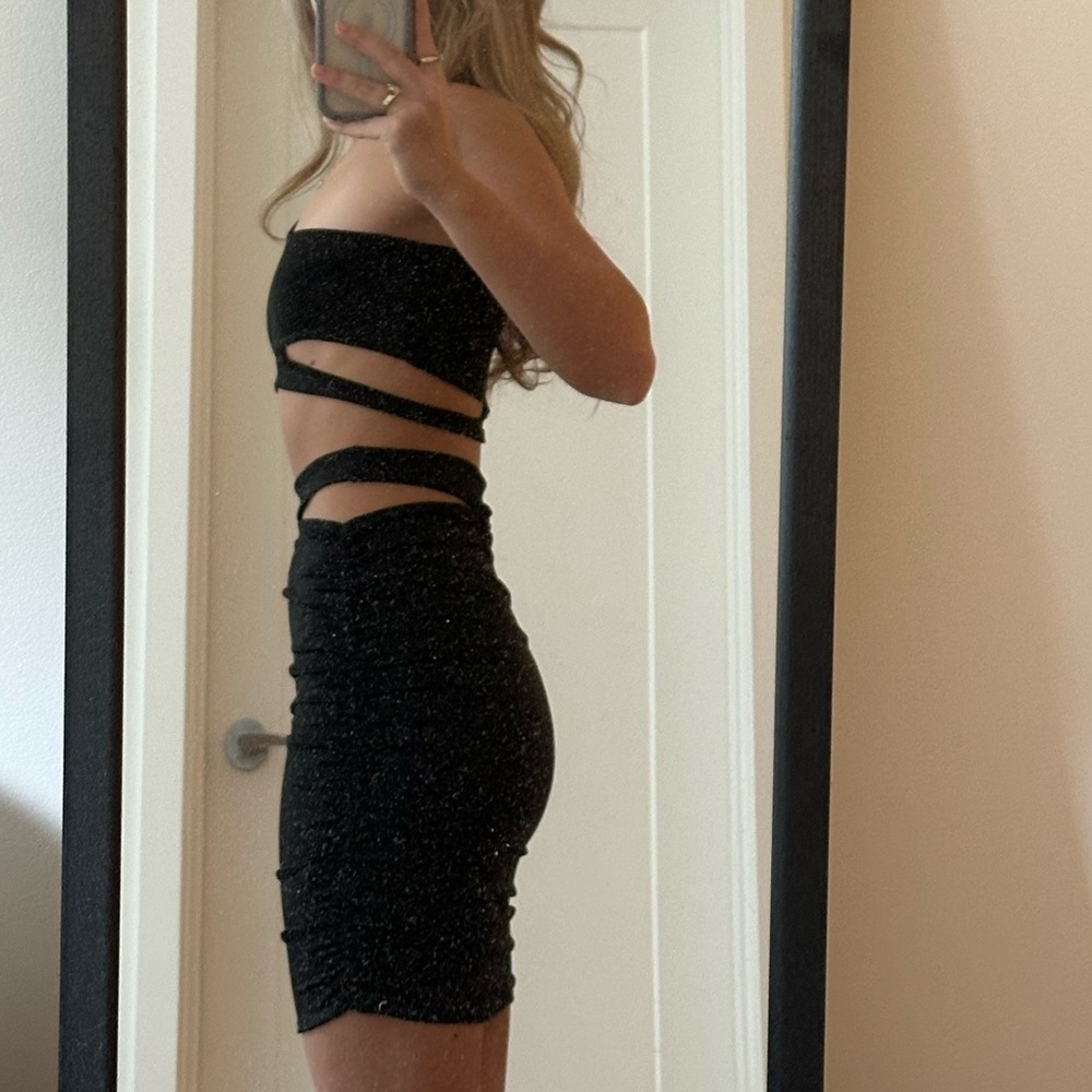 Black Cutout Party Set - Top & Skirt